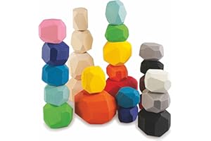 Ulanik Zabawka równoważąca drewniane skały Montessori Zabawki Drewniane układanie kamienie bloki balansujące gra 25 sztuk wiek 3+ Przedszkole Nauka Edukacja