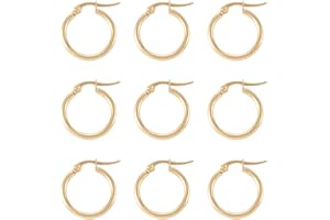 PH PANDAHALL PandaHall Lot de 6 paires de petites créoles rondes en acier inoxydable hypoallergénique - pour la fabrication de bijoux pour femmes et filles - Doré, 20 mm