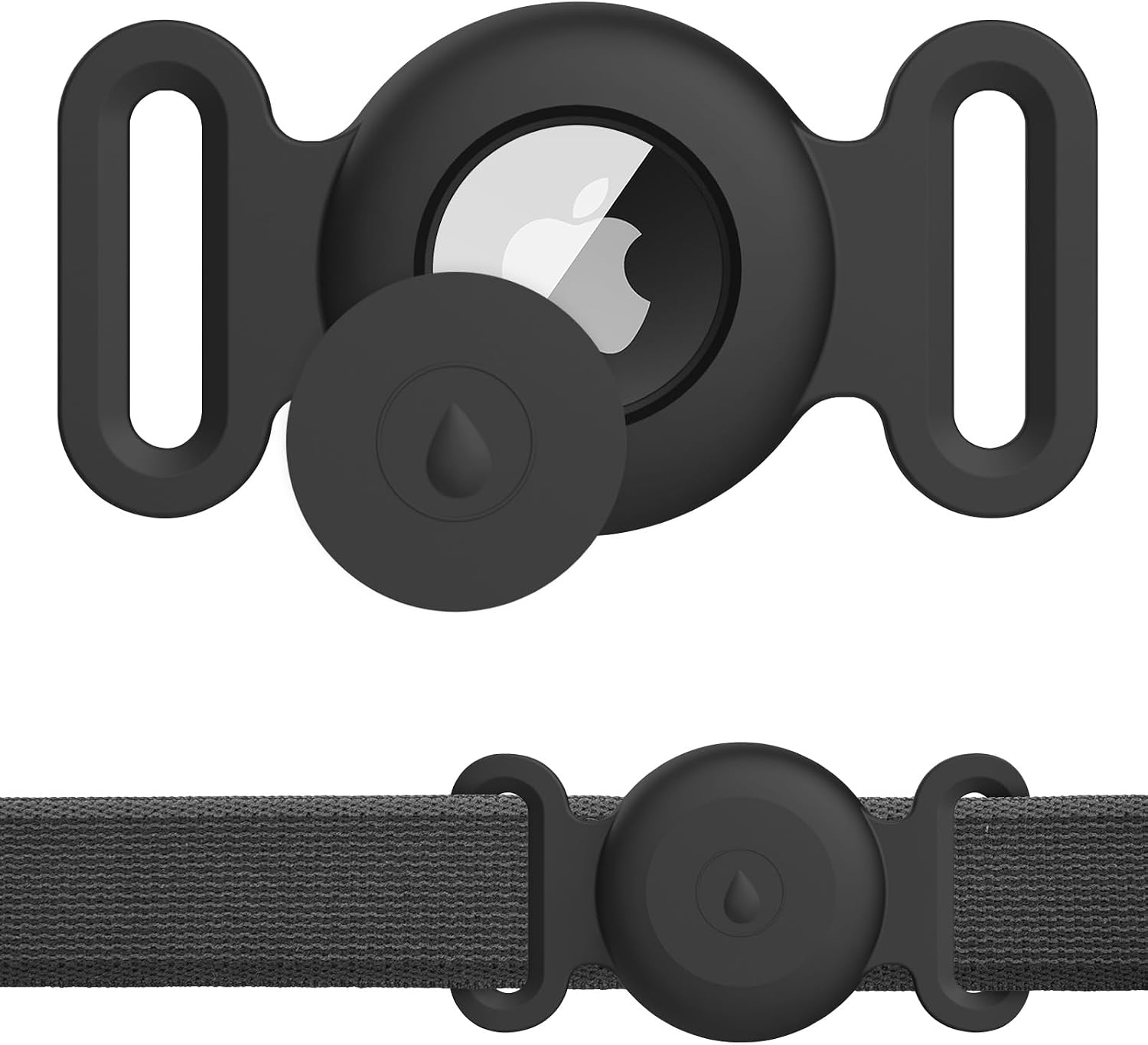 Wanme Funda de Silicona Apple AirTag para Perros y Gatos - Protector Impermeable Antipérdida para Collar Rastreador de Mascotas GPS - Negro