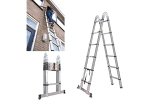EFAN Scale Telescopiche A-Frame, Scala Allungabile in Acciaio Inossidabile, Scaletta Pieghevole Multiuso Portatile, Capacità di Carico 150KG, per Decorazione, Pittura, Fai da Te (1.9M + 1.9M)