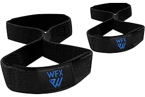 WFX Paski do podnoszenia ciężarów wyściełana figura 8 wsparcie nadgarstka opaski na siłownię mężczyźni kobiety fitness kulturystyka podwójna pętla trening ciężki trening trójbój siłowy hantle przysiady