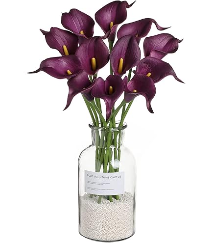 Fiori Artificiali Calla Blu - 12 Pezzi - Lattice Real Touch - Per Matrimoni E Decorazione