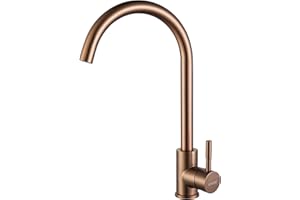 KINSE Rubinetto Lavello Cucina in Acciaio Inox, Miscelatore Monocomando, girevole a 360°, Oro rosa