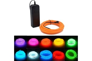 Kmruazre 3m/9ft El Wire, Wire Light, Neon String with Electroluminescent Light, Used for Parties, Halloween, Indoor and Outdoor Decoration Lights(Yellow)