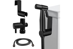 NAKIHOUSE Handbrause Bad Bidet für Bidet Armaturen WC mit G1/2" Ventil Edelstahl Duschkopf und 120cm Duschschlauch für Dusche Badezimmer Hygiene Toilettenpapier Windelreinigung Haustiere,Schwarz 01