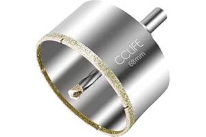CCLIFE diamentowe wiertło, 68mm diamentowa otwornica z wiertełkiem osiowym, stal węglowa 45#, wiertło do szkła z powłoką diamentową do ceramiki, granitu, szkła