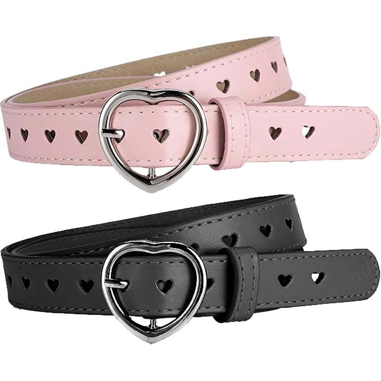 Lot De 3 Ceintures élastiques Filles - Boucle Cœur Dégagement Rapide - Taille Ajustable 40-85cm - En Polyester