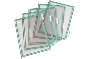 DJOIS Tarifold 114005 - A4 PVC-Taschen mit Zapfen für Wanddisplayset und Dokumentenablage aus Metall, grün, 10 Taschen