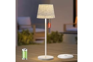 ‎FUYO FUYO Outdoor Tischlampe, LED Tischlampe Kabellos Dimmbare Warmweiß 2700K Tischlampe Akku Wasserdicht IP54 Led Akku Tischleuchte für Garten Esstisch Schlafzimmer Balkon Hotel jie chu chong (Weiß)