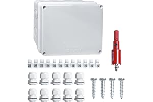 Wrymish Boîte de Dérivation Étanche Exterieur Blanc, Boîte Carrée IP65, 150x110x70mm, avec Passe Cable pour 6-12 mm，10 presse-étoupes avec scie cloche 20 mm