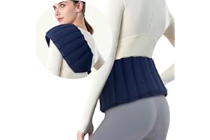 UNCN Coussin Chauffant Dos Micro Ondes 78 * 19cm Bouillotte Micro-onde Avec Bretelles Réglables - Lavande et Plantes Bienfaisantes -Tissu de coton ignifugé (Bleu)