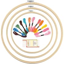 AMANDELIZABE Set di 5 telai da ricamo in plastica, per punto croce, per ricamo a cerchio, rettangolare, rotondo, ottagono, ovale, con 1 rimozione del filo, 1 guida per fili