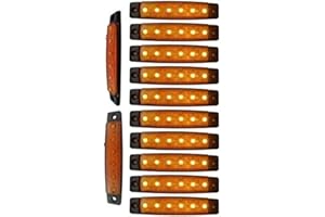 GSRECY 10 pcs 3.8" 6 LED Side Led Marker Trailer marker lights for trucks, Marker light amber, Rear side marker light, Truck cab marker lights, RV marker light (Yellow)