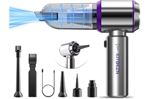 KITBEZN Aspirabriciole Senza Fili, 18KPA Aspirapolvere Portatile Senza Fili, 3 Velocità 80000 U/min Mini Aspirapolvere Auto, Aspirabriciole Potente per la Pulizia di PC, Animali Domestici e Casa