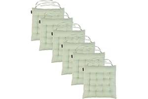 Loft 25 Chair Cushion Seat Pad | Non Slip Secure Ties | Dining Padded Seating | Soft Comfy Tufted Premium Design (Green, Set of 6)