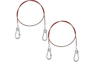 Teokantz 2 PCS Trailer Breakaway Cable, Caravan Breakaway Cable, 1 Metre Trailer Safety Cable with 2 Carabiners, Red Breakaway Cable for All Common Braked Trailers