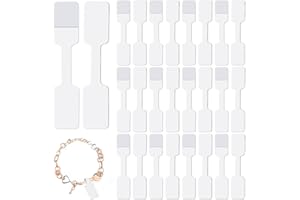 SALBSEVER 200Pcs Blank Jewelry Price Tags Stickers Bracelet Tags Jewelry Tag for Pricing, Small Self Adhesive Blank Label, Barbell Label White Price Labels for Necklace Earring Rings