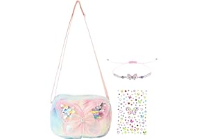 BSITSSS Sac Petite Fille, Sac à Main Fille Arc en Ciel Papillon Petit Sacs à Bandoulière pour Filles, Femmes, Enfants, 17,5 x 6,5 x 12cm