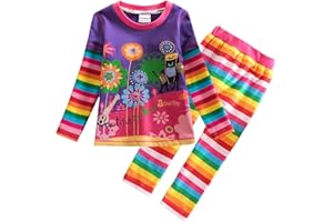 VIKITA Conjunto de Ropa para Niñas Conjuntos de Pantalones de Camiseta Conjunto de Manga Larga de Algodón Arcoíris 2-8 años