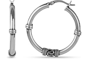 LeCalla Women's Sterling Silver Hoop Earrings