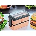 SKUAS Plastic Lunch Box 3 Compartments, Bento Box Adult Lunch Box, Lunch Box Containers For Toddler/Kids/Adults,Leak-Proof, Microwave/Dishwasher/Freezer Safe (Pink), 1400 ML