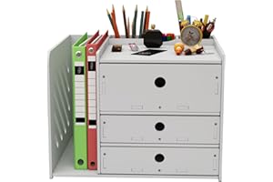 Kaishuai Organizer da scrivania con portadocumenti per Scrivania,Desk Organizzatore +1 portariviste +3 porta penne +3 cassetto Multifunzione Portaoggetti Penne per Casa e Ufficio