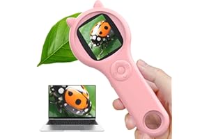 ASHFLY Microscope for Kids - Portable Handheld Magnifying Glass for Kids - Mini Digital Microscope for Kids Educational Science Toys, Christmas Birthday Gifts for Age 3 4 5 6 7 8 Girls&Boys （Pink）