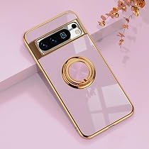 XINYEXIN Google Pixel 9 Pro Hülle Mit Ringständer – 360° Drehbar, Magnetisch, Rosa Silikon