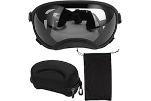 VBESTLIFE Hundebrille, Winddicht, UV-beständig, Staubdicht, Verstellbarer Riemen, Langlebige Hundesonnenbrille für Große Rassen (Schwarzer Rahmen, graue Linse)