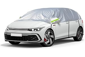 CICMOD Bâche Voiture, Demi-bâch Housse de Protection Auto, Couverture de Voiture, Bâche de Pare Brise Hiver Anti-Neige Glace Anti-UV Universel pour Hayon