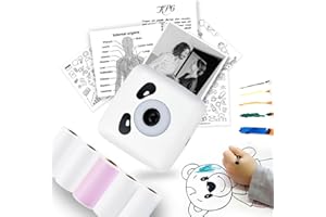 vretti 300DPI Mini Printer, Mini Bluetooth Mobile Printer Compatible with Android & iOS, with 5 Rolls of Labels