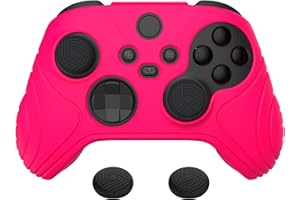 eXtremeRate PlayVital Cover Skin per Xbox Series X S Controller Joystick Custodia Protettiva Silicone Antiscivolo con 2 Gommini Coprilevette Analogiche-Simurai Edizione(Rosa Vivo)