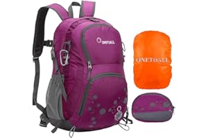 ONETOALL Wanderrucksack Damen, Fahrradrucksack 20L, Tagesrucksack Outdoorrucksack Sportrucksack mit Regenschutz und Geldbörse, für Camping Reisen Wandern Tagestour, schwarz/rosa