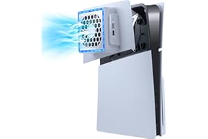 Mcbazel Ventola di Raffreddamento Laterale per PS5 Slim con Luce RGB, Ventola Calore Regolabile a 3 Velocità e Accessorio con USB adatto a Console PS5 Slim Digital/Disc Console(Non per PS5/PS5 Pro)