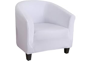 NIBESSER Copripoltrona Elasticizzato Fodere Copripoltrona Chesterfield Club Poltrona da Cocktail Lavabile Antimacchia per Camera da Letto Soggiorno Bar Hotel Receiption(Liscio- Bianco)