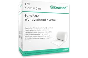 ‎SAXOMED Pflaster Rolle 6cm x 5m Pflaster Box Wundpflaster Heftpflaster - Elastisch Weiß Sensitiv - Starke Klebekraft