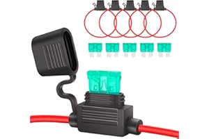 JatilEr Uchwyt bezpiecznika 12 V 5 szt., wodoodporny uchwyt bezpiecznika 12 AWG, bezpiecznik liniowy miedziany z bezpiecznikiem 30 A do samochodu, ciężarówki, motocykla, łodzi