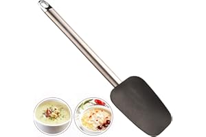 LOW&EE® Espátula de silicona cocina-Lengua de Cocina-Antiadherente-Libre BPA-Cuchara para remover y mezclar-Resistente al calor con mango de acero inoxidable-Utensilio silicona cocina (Negro)