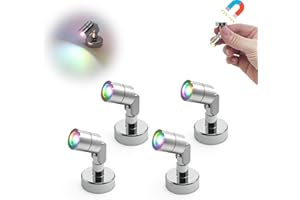 Suzeyar Metal Miniature LED Lighting, Small Spot Light with Magnet Base, Battery Operated LED Lights, Wireless Miniature Spot Light for Artworks Painting, Jewelry Showcase