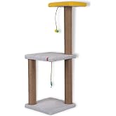 PUGALO 82 cm Krem iki Katlı Kedi Tırmalama Tahtası Catnipli Tırmalama Tahtası (Gri)