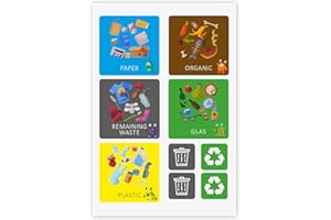 younikat 9 pegatinas cuadradas para cubos en inglés para la separación de residuos I Reciclaje I Set de pegatinas I you0024