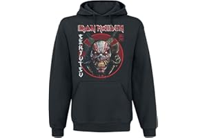 Iron Maiden Senjutsu Eddie Face Circle Homme Sweat-Shirt à Capuche Noir Regular/Coupe Standard