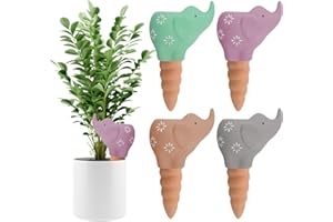 Kalolary Confezione da 4 Coni Autoirriganti in Terracotta, Globi Decorativi per Irrigazione Piante - Sistema Automatico di Innaffiatura per Piante da Interno ed Esterno (1, Elefante)