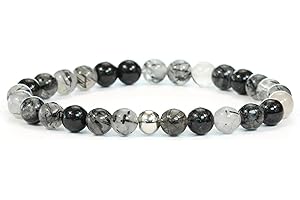Echtes Turmalinquarz Edelstein Armband mit 6mm Perlen - verschiedene Längen - Heilstein Schutzstein Talisman Glücksbringer Geschenk (Turmalinquarz, 18CM)