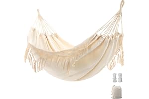 YAERSI Boho Macrame Hammock With Elegant Tassels, Garden Hammock For Patio, Yard, Beach Wedding Decor, Outdoor And Indoor