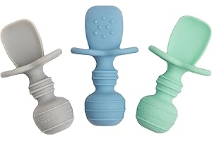 FENRIR Baby Spoons - Chewable Led Weaning Silicone Utensils Set for Toddlers - UpwardBaby 3 Perfect Baby Self Feeding Spoons for