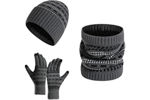 DURINM Cappello Invernali Uomo Cappelli da Invernale Sciarpa Uomo Guanti 3 Pezzi Cappelli Sciarpa con Touchscreen per Uomini e Donne Set Unisex per il Freddo