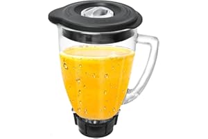 Ricambio Compatibile con Osterr e Osterizer Frullatore, Barattolo di Vetro Rotondo da 6 Tazze 1,5 L con Coperchio Compatibile con Osterr Frullatori da Poweka