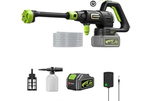 Lambluefly Akku Hochdruckreiniger, 120Bar Hochdruckreiniger Akku mit Bürstenlosem Motor, 3 Stufen Einstellbar, Mobiler Hochdruckreiniger mit Akku 4.0Ah und 6-IN-1 Düse für Autowäsche, Gartenreinigung