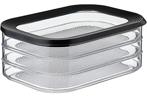 Mepal - Vorratsbehälter Wurstwaren Modula 3-lagig - Kühlschrank - Vorratsbox mit Deckel - Geeignet zur Aufbewahrung von Fleischprodukten - 3 Separate Kühlschrank - Vorratsboxen - 1650 ml - Black